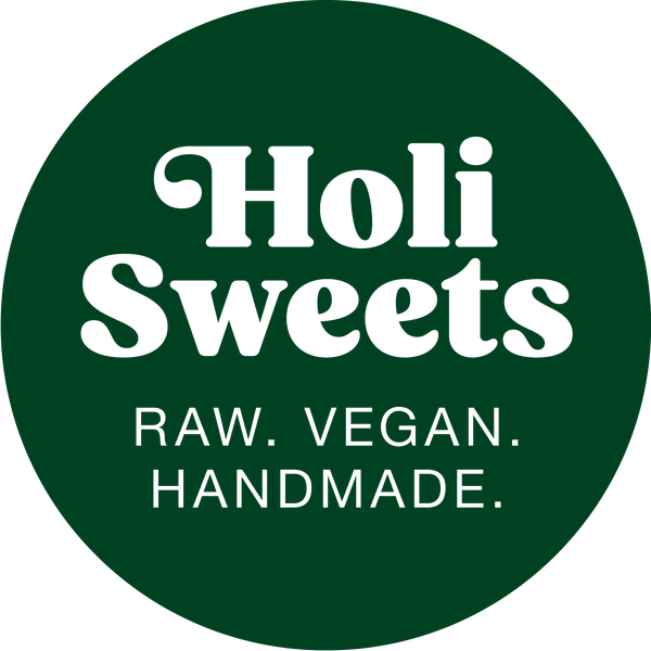 green  circle Holi Sweets  logo Raw, Vegan, Handmade