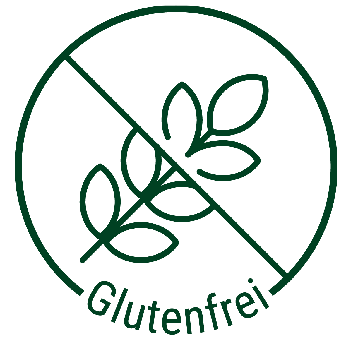 Glutenfrei Logo mit durchgestrichenem Getreide - sicher für Zöliakie und Glutenunverträglichkeit