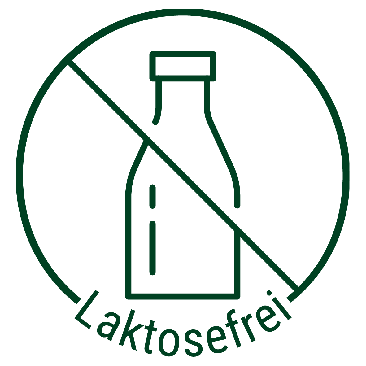 Laktosefrei - durchgestrichene Milchflasche
