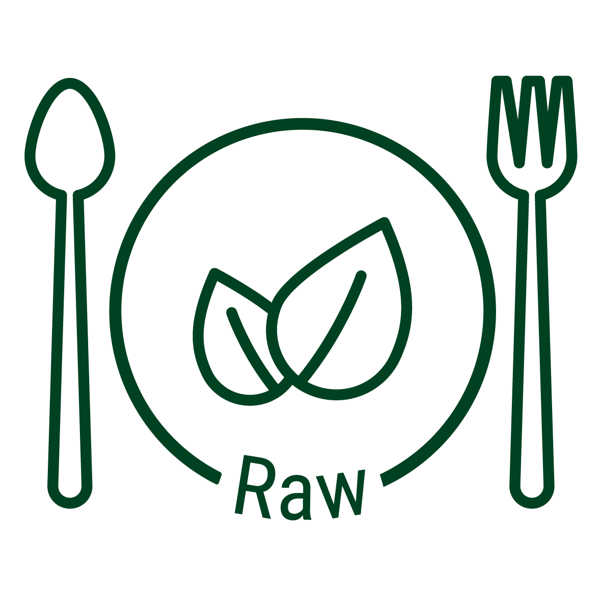 Rohkost Symbol - Icon zeigt rohe, unverarbeitete Zutaten ohne Erhitzung über 42°C