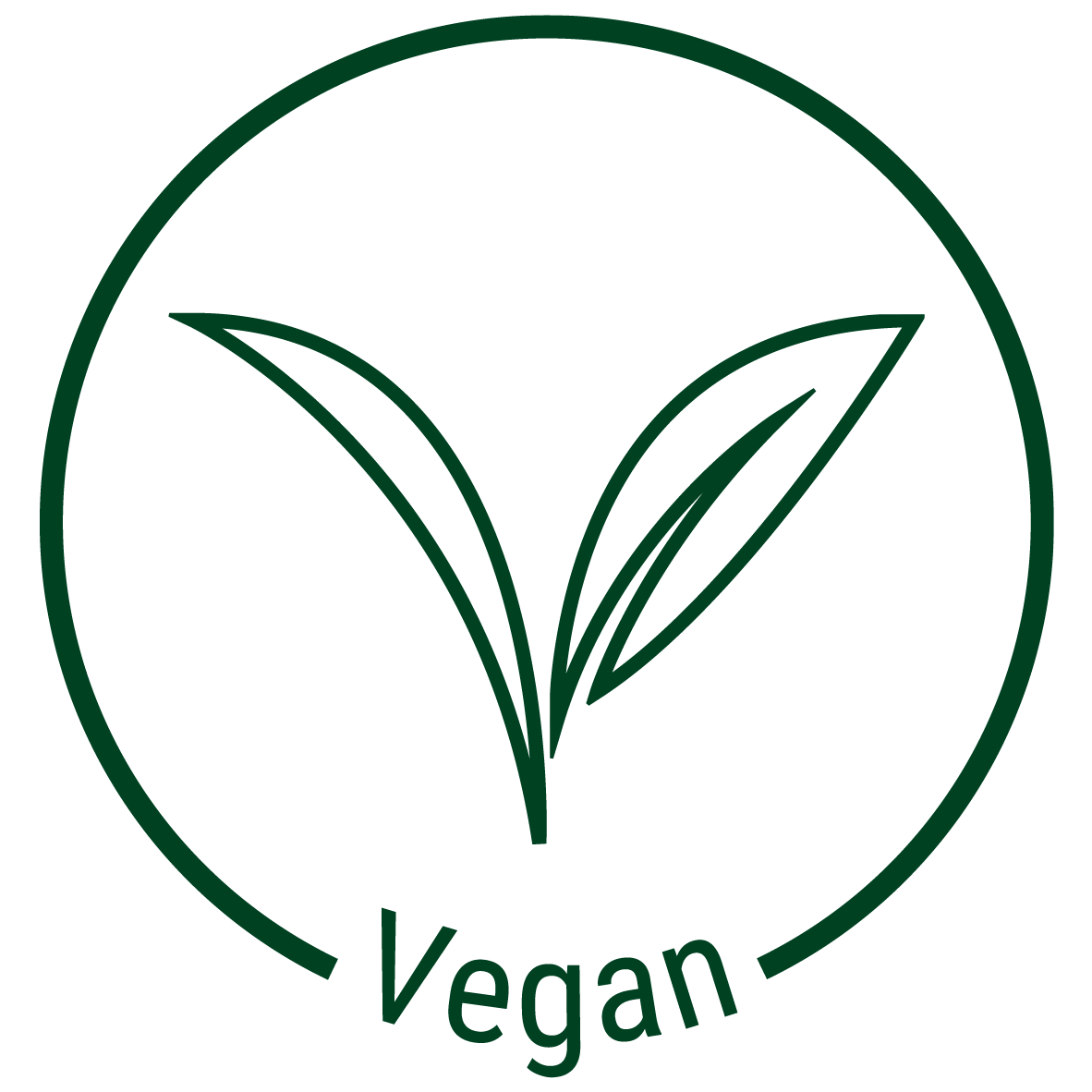 Vegan Logo mit Pflanze - garantiert ohne Milch, Eier und andere tierische Zutaten